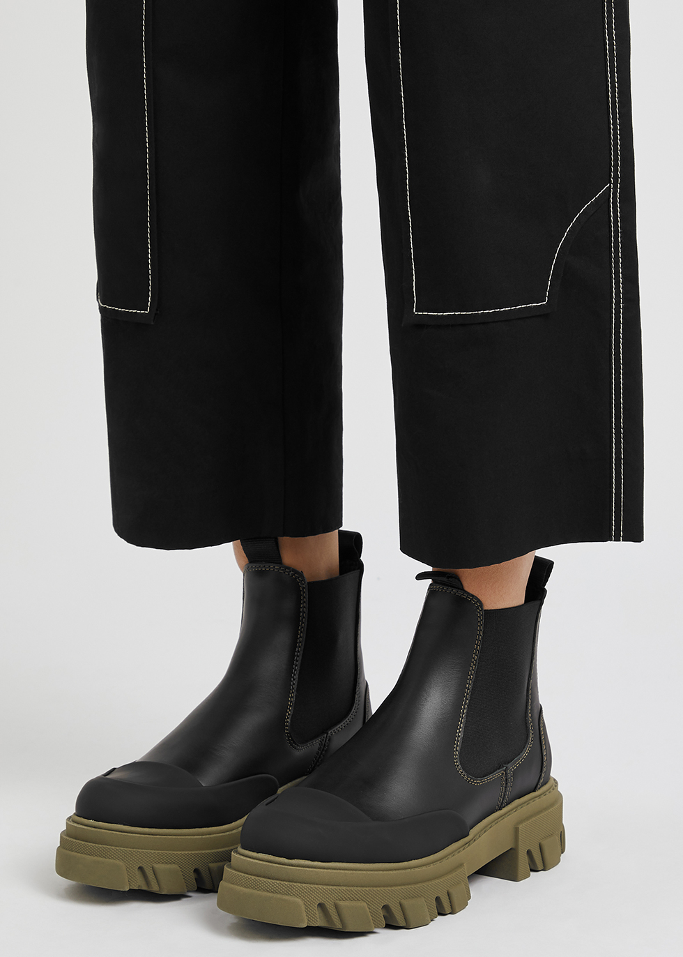 Ganni Black leather Chelsea boots ...